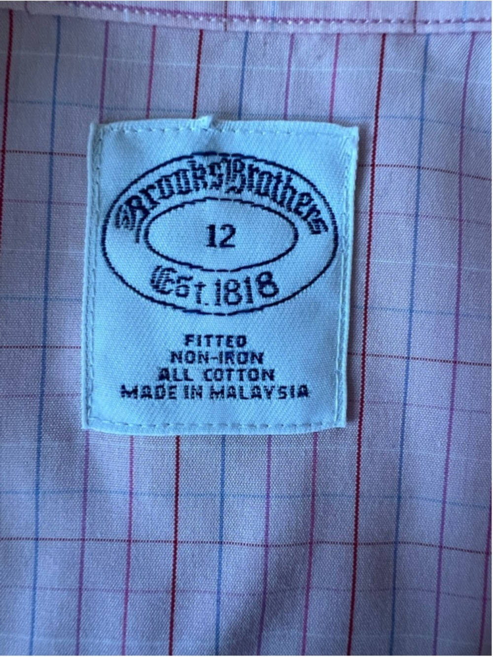 New Brooks Brothers Pink White Plaid Button Down Shirt Size 12 - Picture 3 of 5